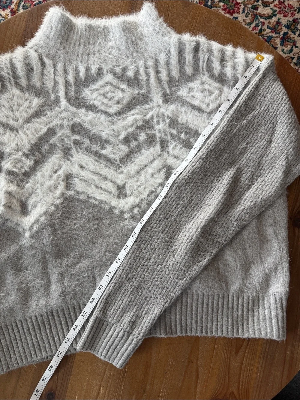 Alya Soft Gray & White Mohair Blend Cowl-Neck Sweater
